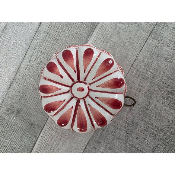 Vintage Bassano Italy Pottery Mixing Bowl Red & White Floral Design - Picture 5 of 7